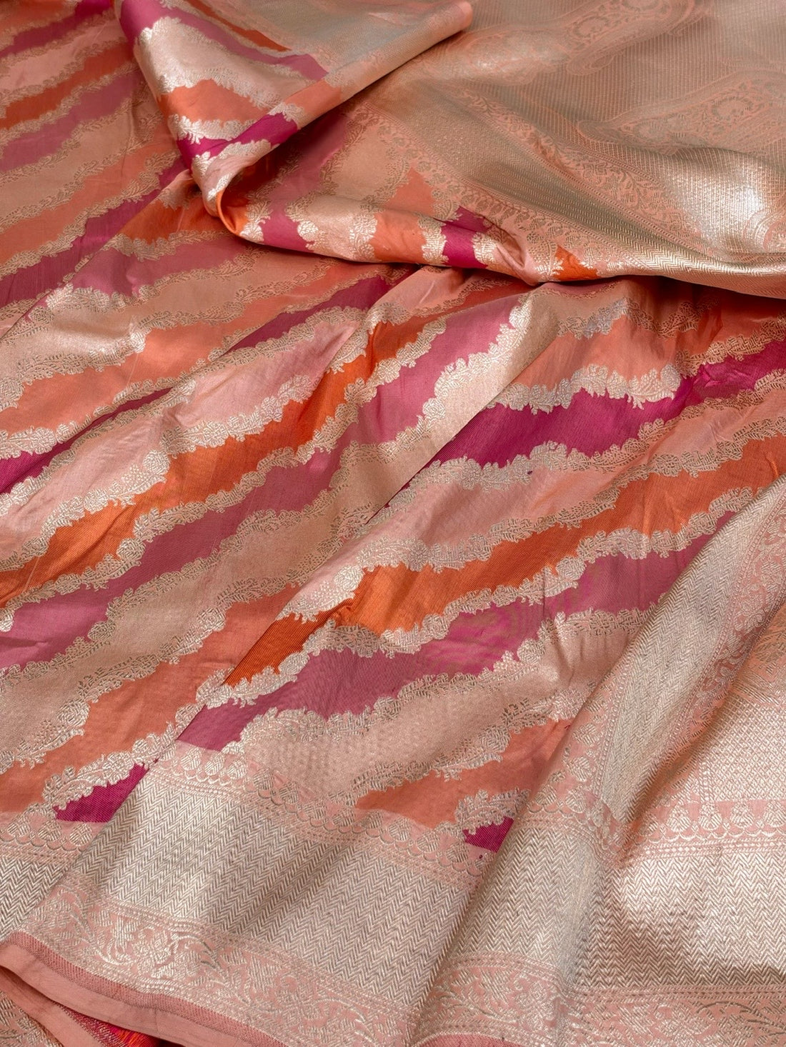 Peach Rangkaat Banarasi Pure Katan Silk Saree