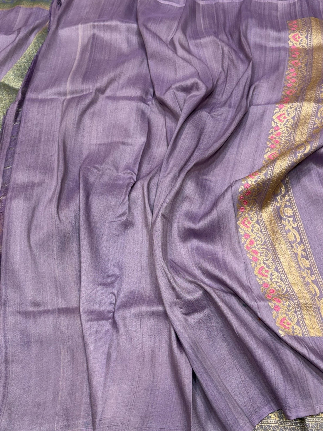 Mauve Handwoven Pure Tussar Georgette Saree