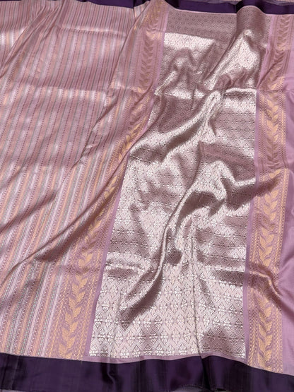 Lilac Handwoven Pure Banarasi Silk Saree