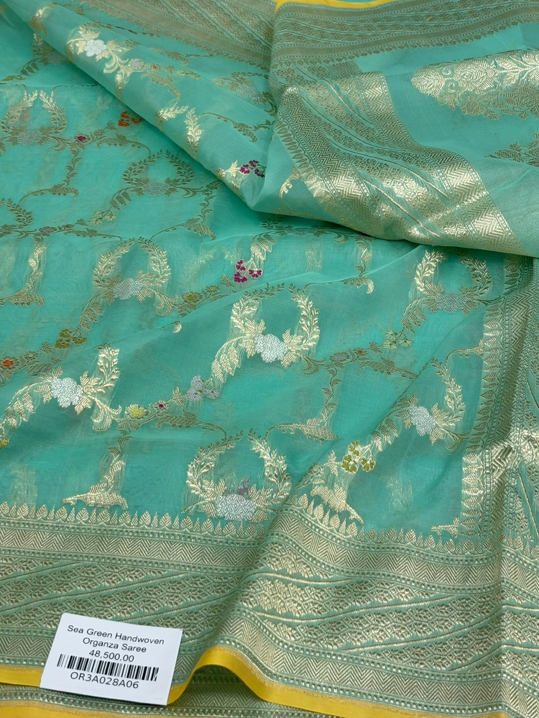Sea Green Handwoven Pure Banarasi Organza Silk Saree
