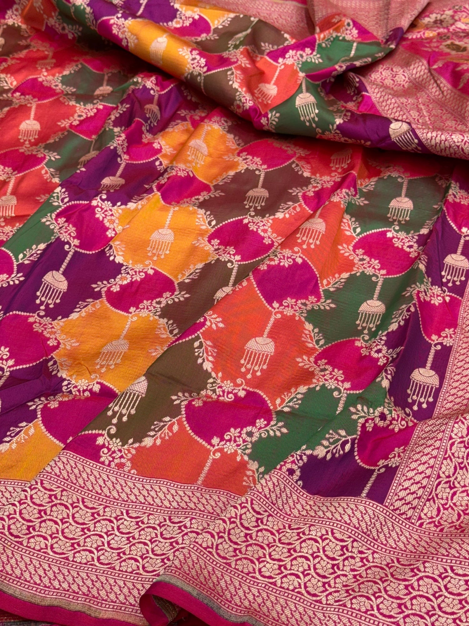Rani Pink Rangkaat  Banarasi Pure Silk Saree