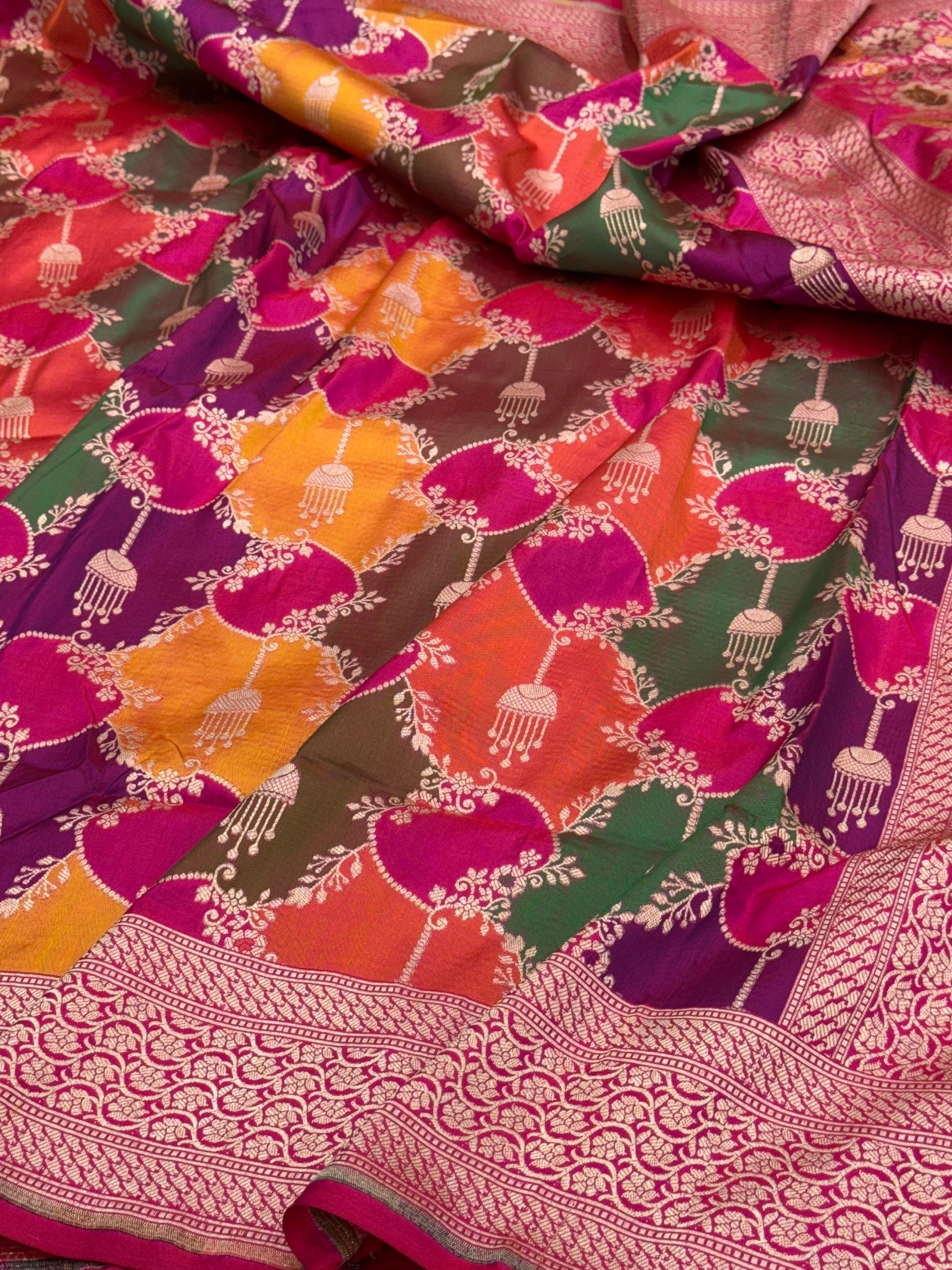 Rani Pink Rangkaat  Banarasi Pure Silk Saree