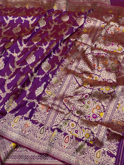 Magenta Handwoven Pure Banarasi Katan Silk Saree