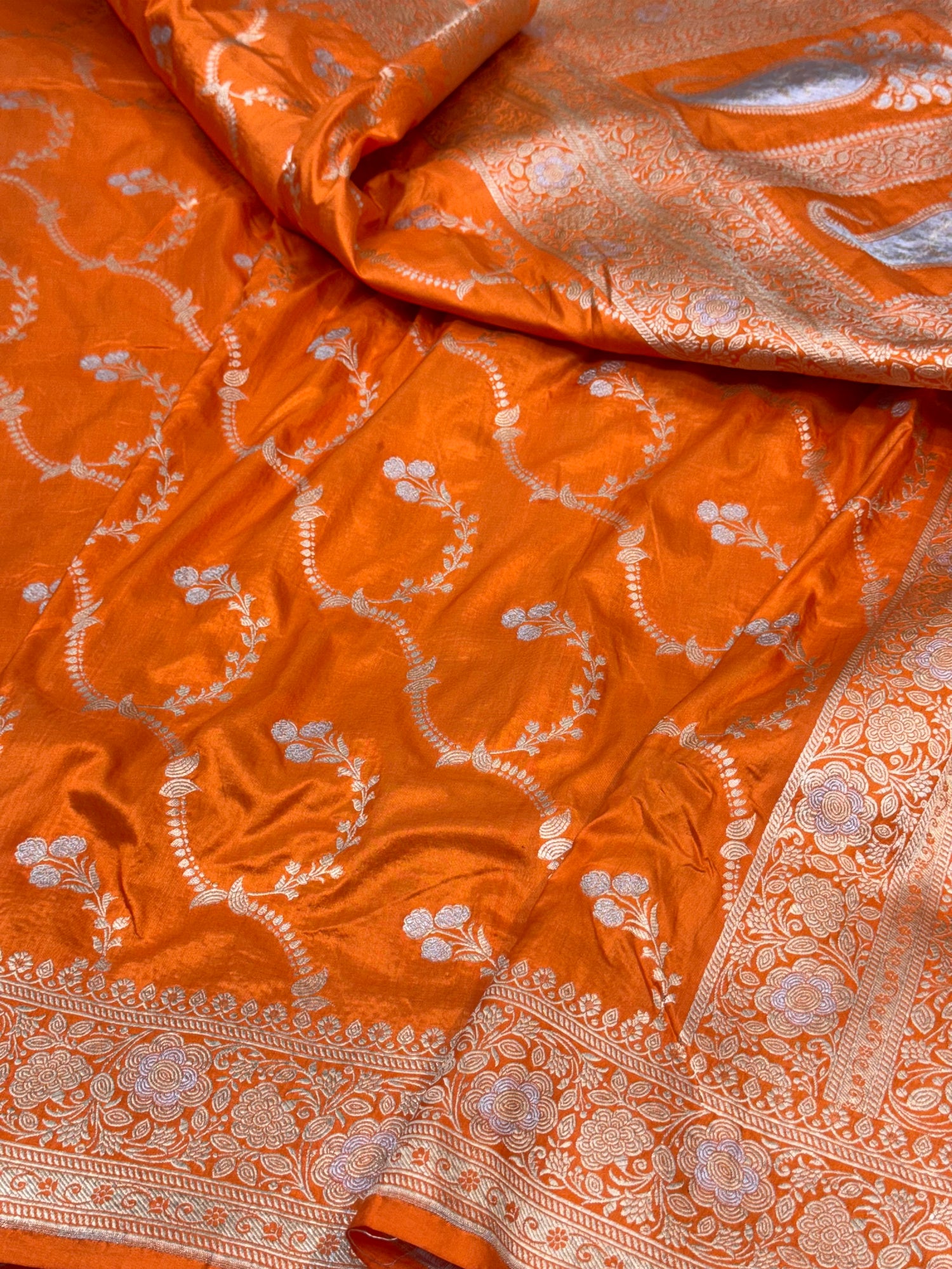 Orange Sona Rupa Pure Silk Saree