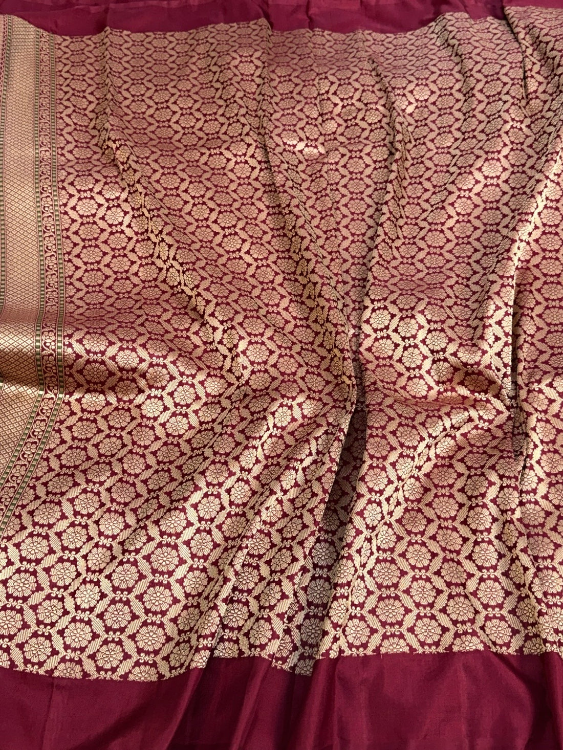 Maroon Handwoven Pure Banarasi Ektara Silk Saree