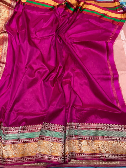 Peach Handwoven Pure Banarasi Silk Saree