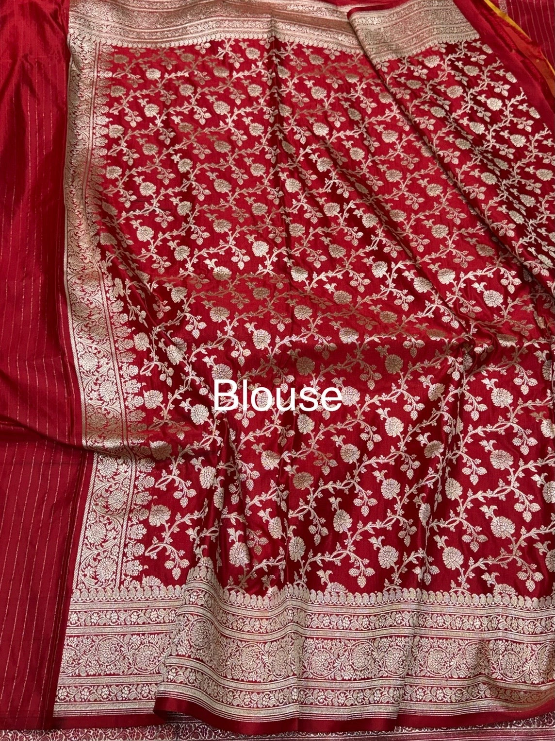 Red Handwoven Vintage Pure Banarasi Satin Silk Saree