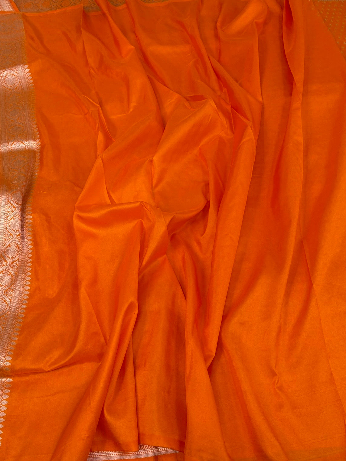 Orange Banarasi Pure Katan Silk Saree