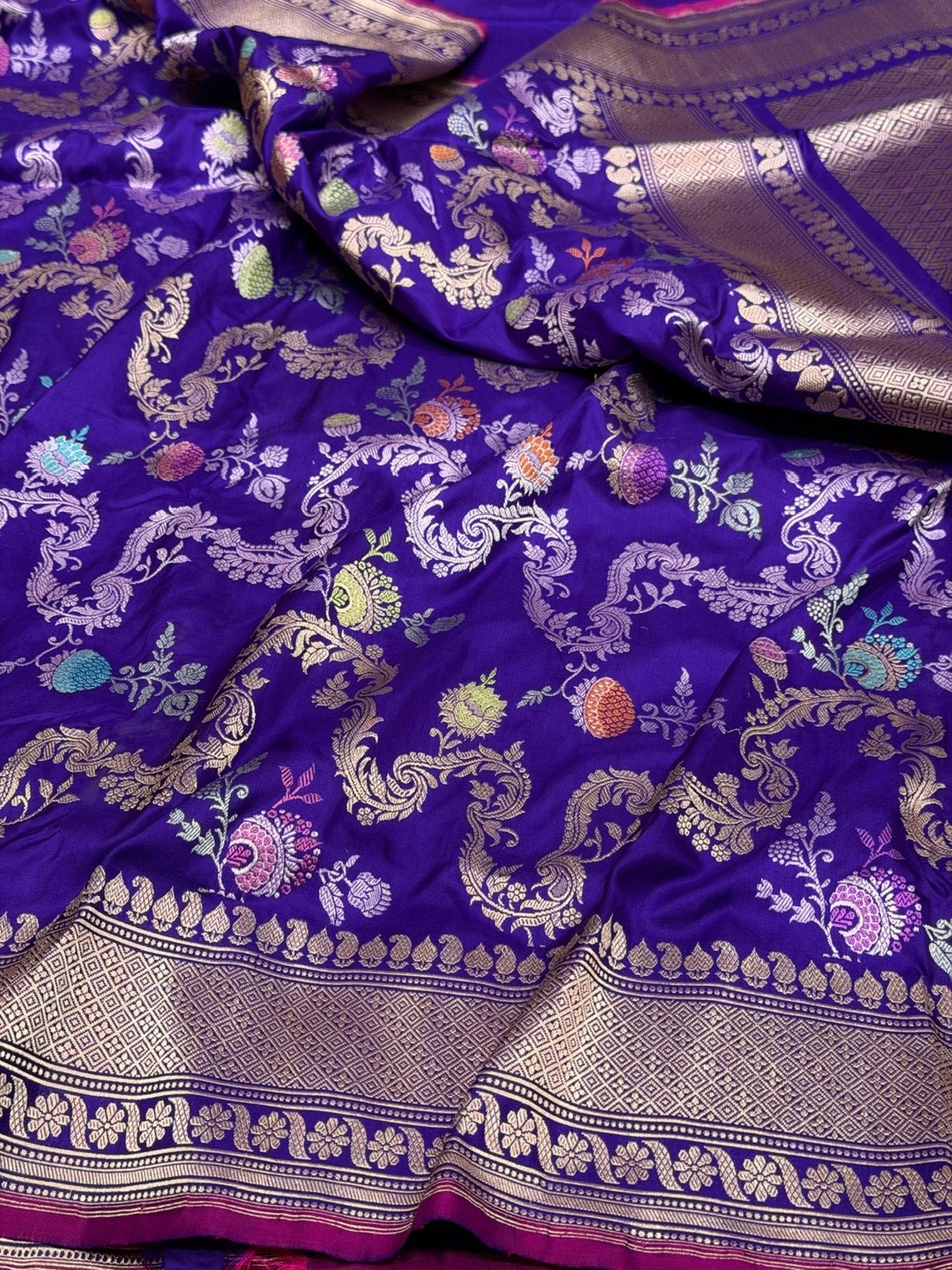 Purple Handwoven Pure Banarasi Silk Saree