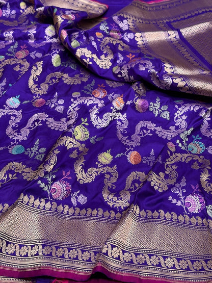 Purple Handwoven Pure Banarasi Silk Saree