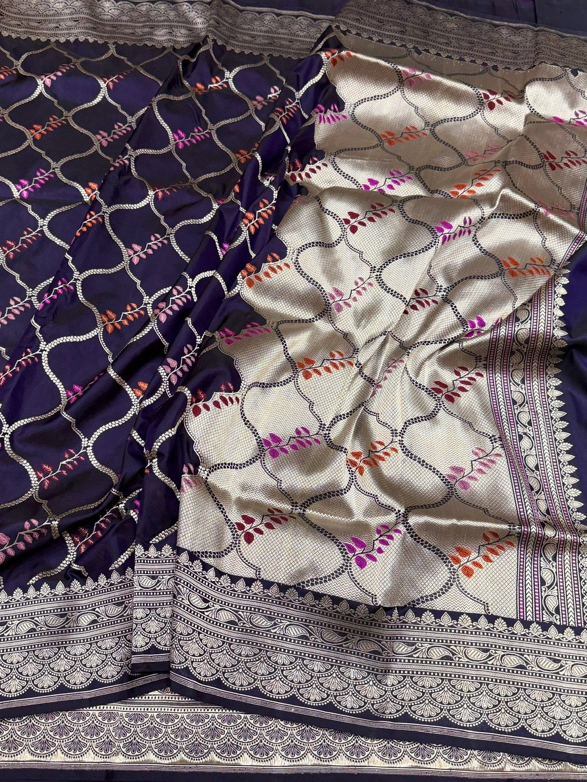 Purple Handwoven Pure Banarasi Silk Saree
