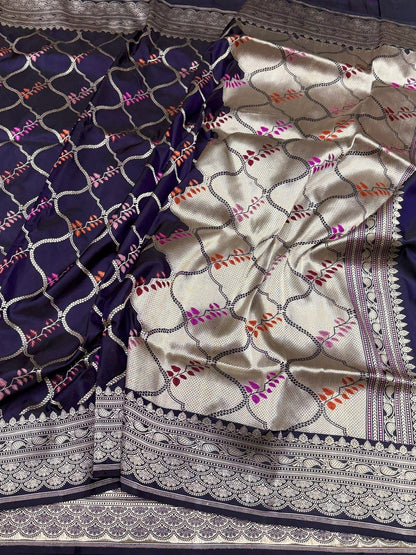 Purple Handwoven Pure Banarasi Silk Saree