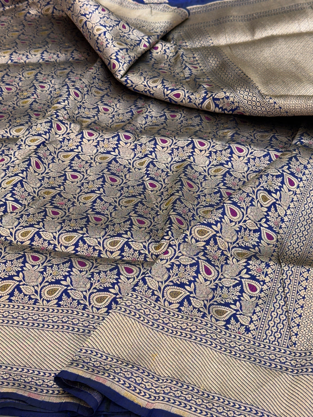 Royal Blue Pure Banarasi Minakari Brocade Silk Saree