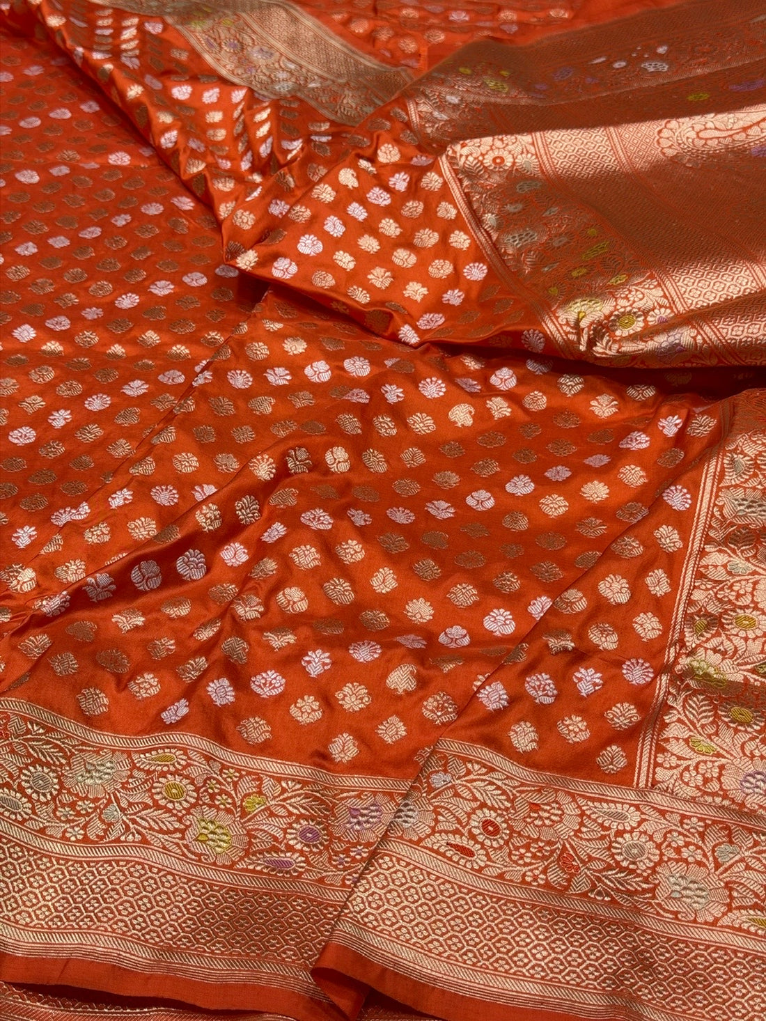 Orange Handwoven Pure Banarasi Silk Saree