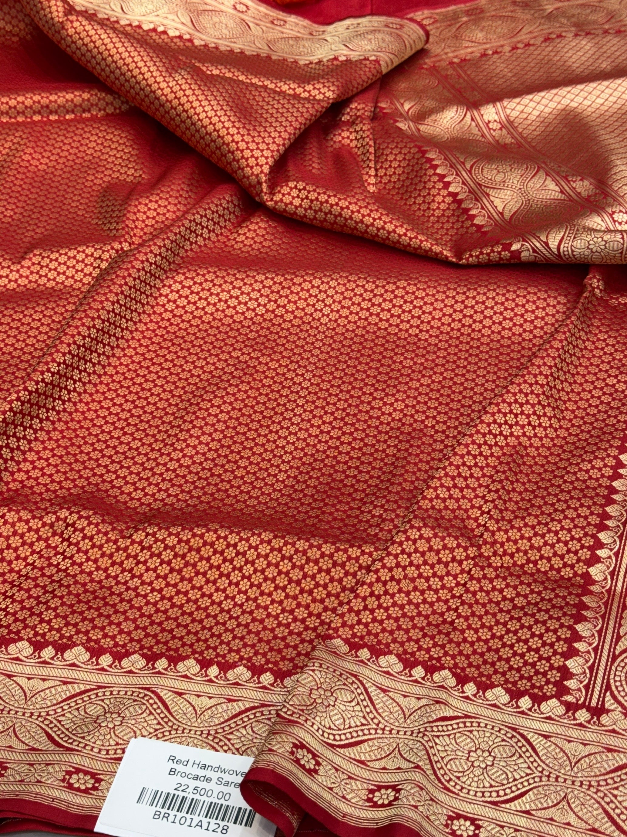 Red Pure Banarasi Silk Brocade Saree in Katan Mulberry Silk