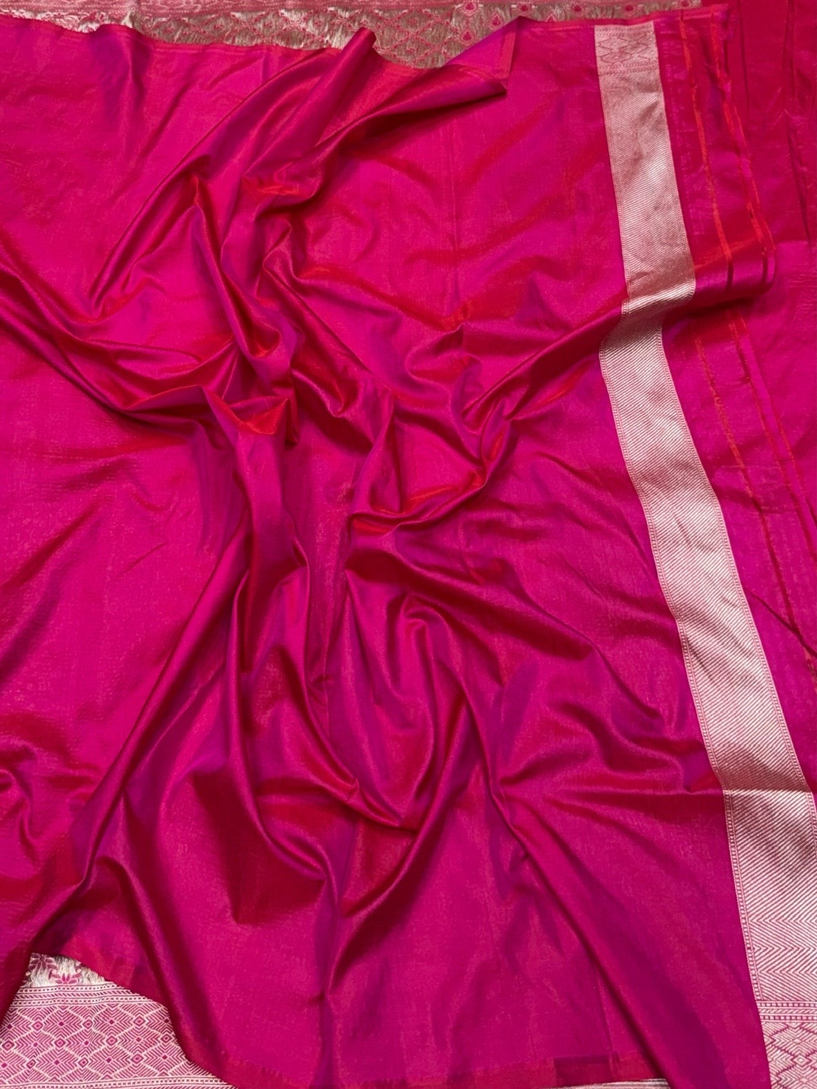 Rani Pink Banarasi Pure Katan Silk Saree
