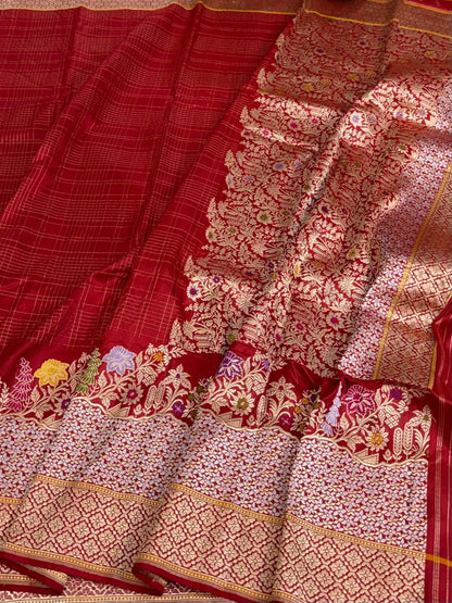 Red Handwoven Banarasi Pure Katan Silk  Saree