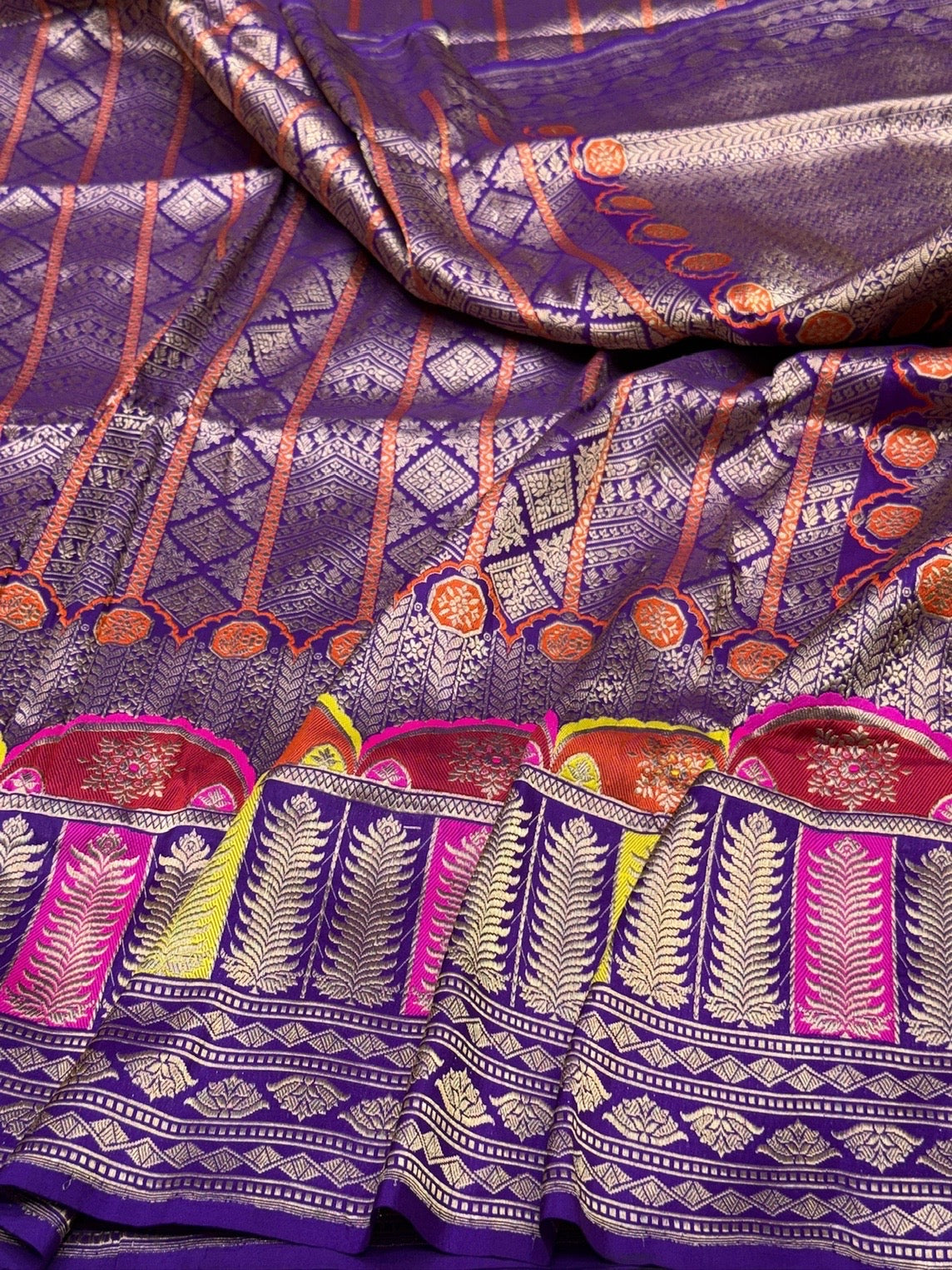 Purple Handwoven Pure Banarasi Silk Saree