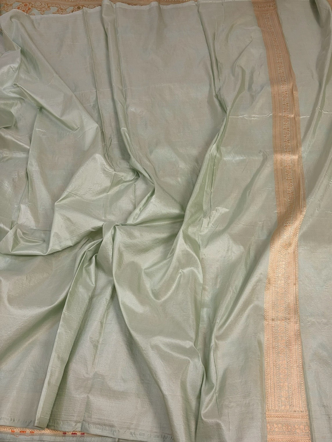 Pista Green Banarasi Minakari Pure Katan Silk Saree
