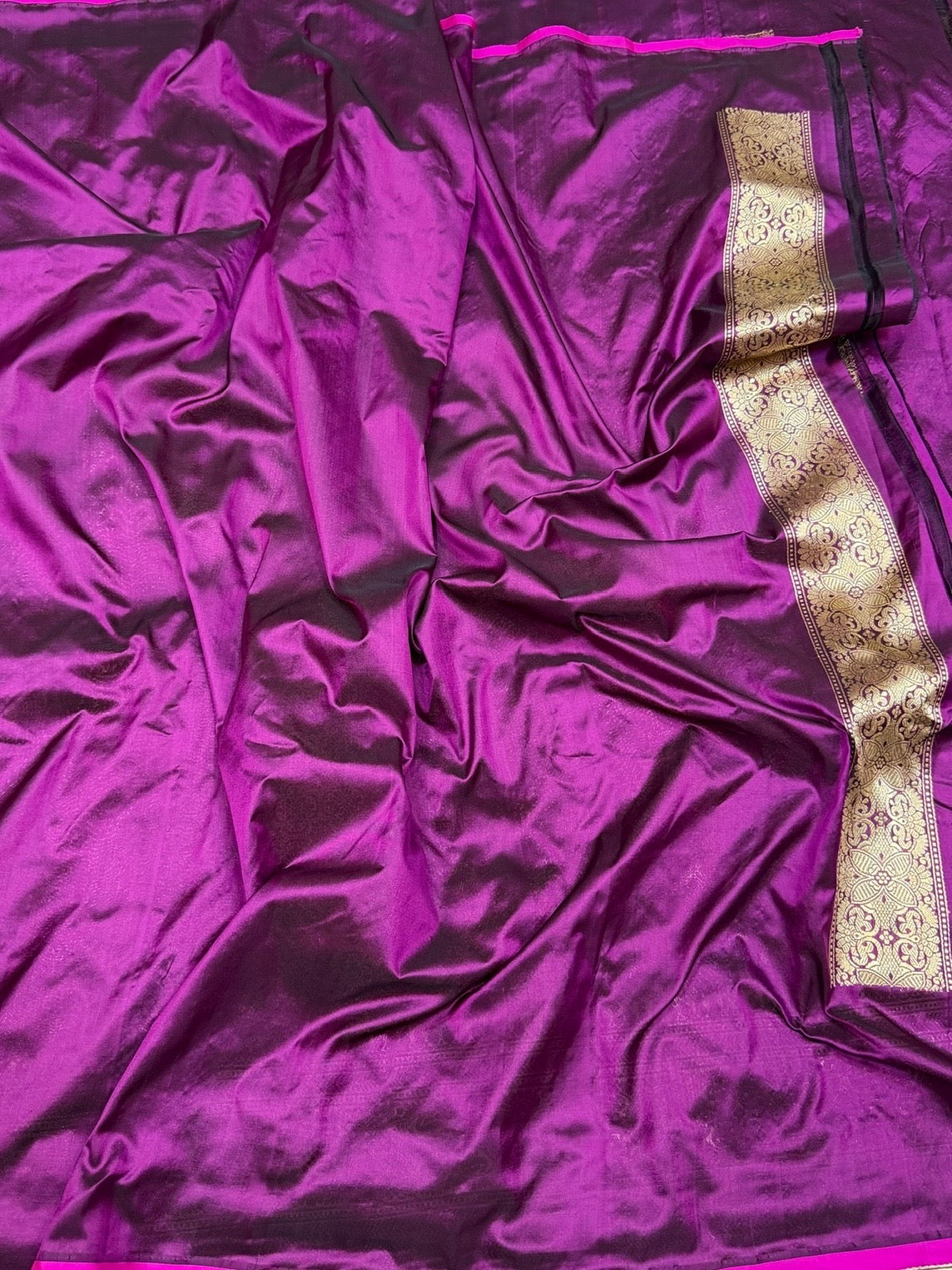 Magenta Pure Banarasi Silk Brocade Saree in Katan Mulberry Silk – Classic Banaras Weave