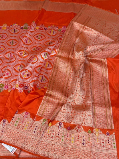 Orange Handwoven Pure Banarasi Katan Silk Saree