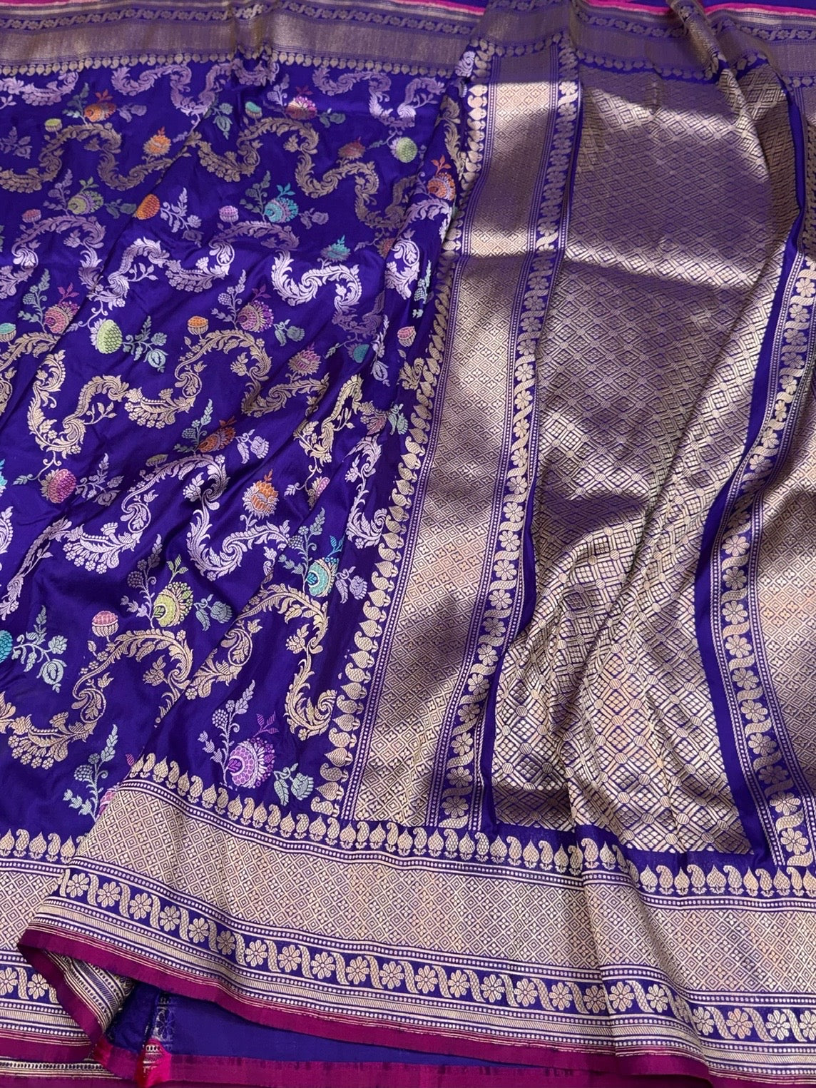 Purple Handwoven Pure Banarasi Silk Saree