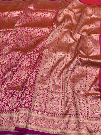 Banarasi Minakari Pure Silk Brocade Saree – Katan Silk with Intricate Minakari &amp; Rich Brocade Weave