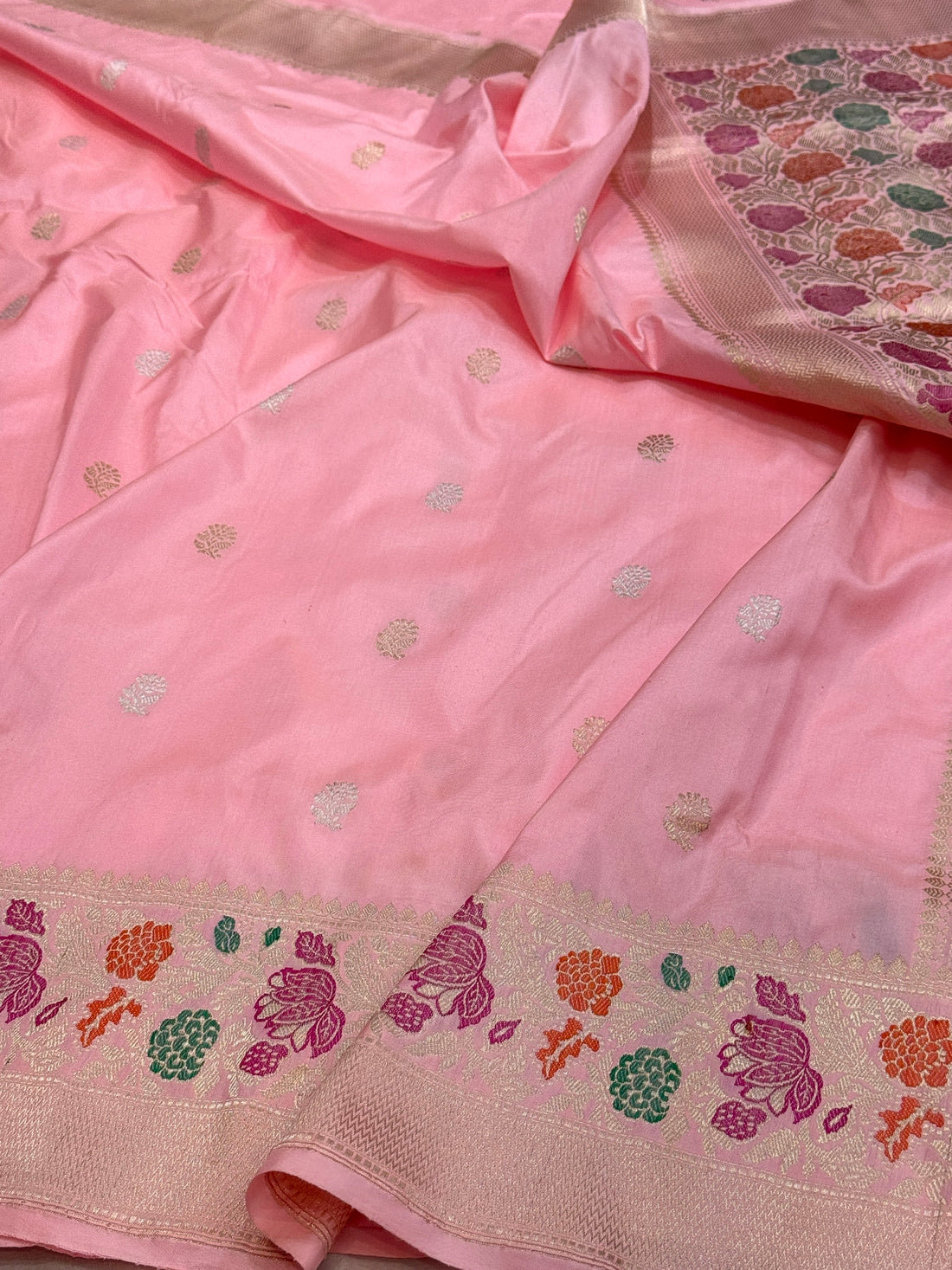 Baby Pink Handwoven Pure Banarasi Silk Saree