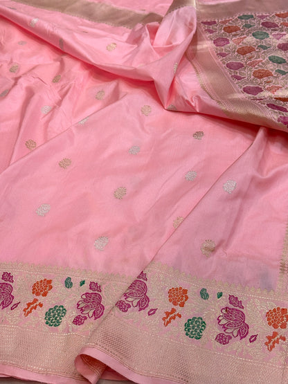 Baby Pink Handwoven Pure Banarasi Silk Saree