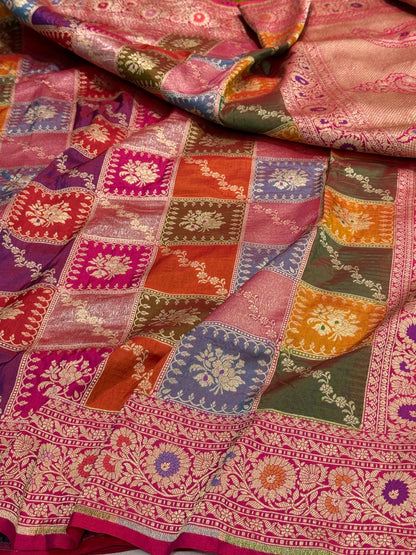 Banarasi Pure Rangkaat Silk Saree – Cutwork Weave in 100% Pure Katan Silk