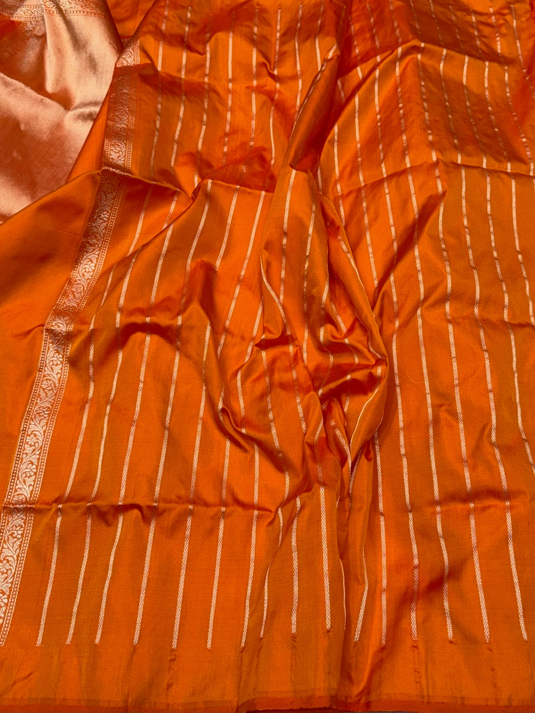 Orange Ektara Handwoven Pure Silk Banarasi Saree