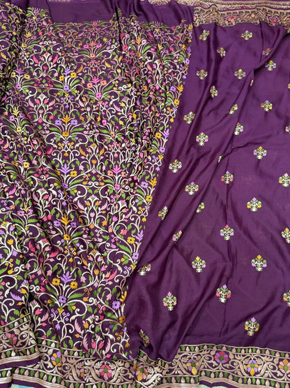 Magenta Pure Banarasi Chiffon Georgette Saree