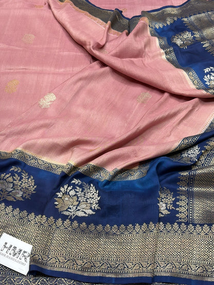 Lilac Handwoven Pure Tussar Georgette Saree