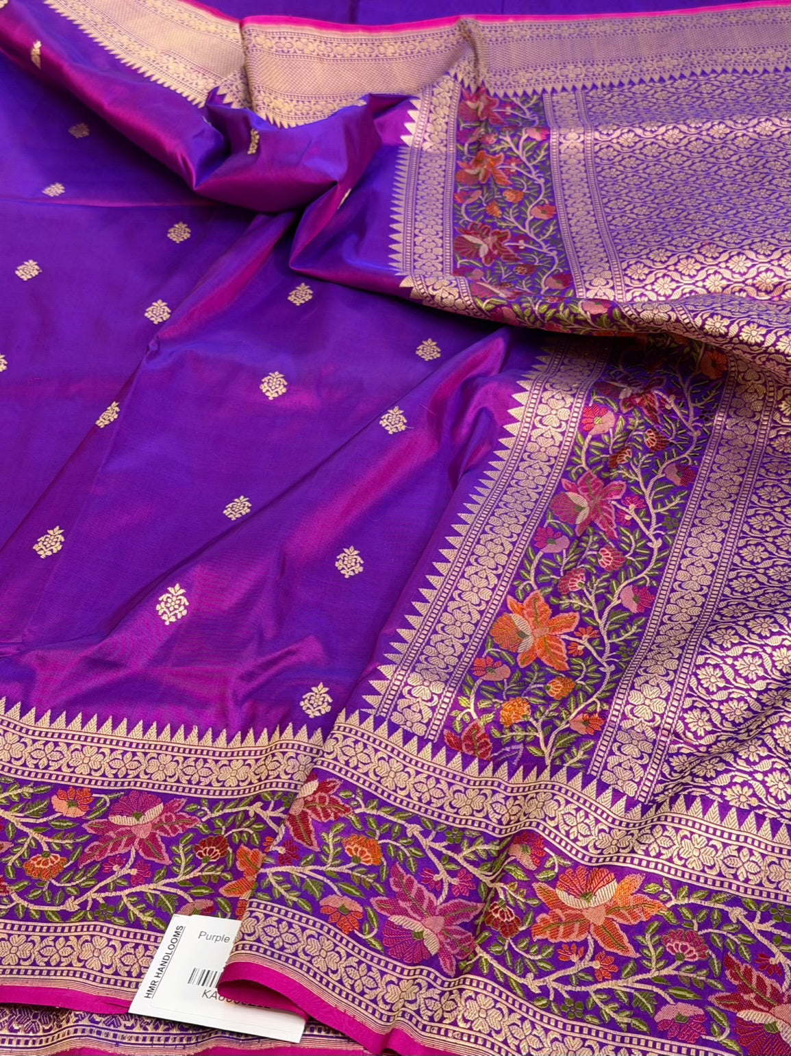 Purple Handwoven Pure Banarasi Satin Silk Saree