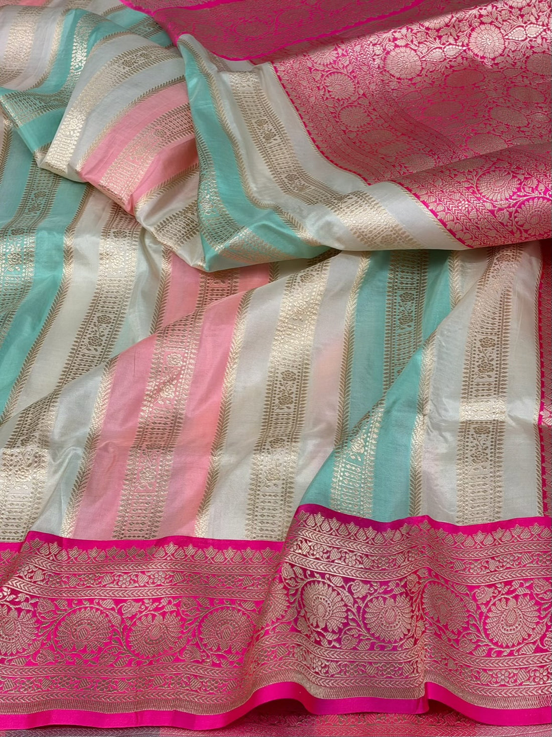 Ivory Rangkaat Pure Banarasi Katan Silk Saree