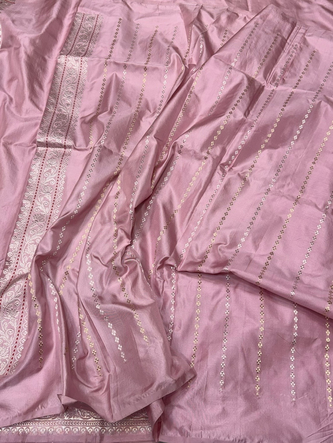 Powder Pink Handwoven Pure Banarasi Ektara Silk Saree