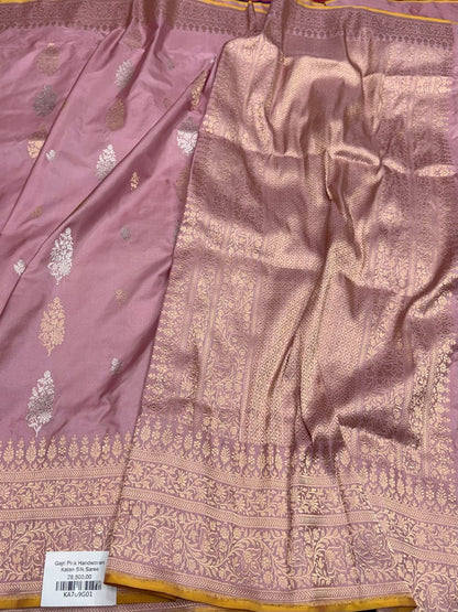 Gajiri Pink Handwoven Pure Banarasi Silk Saree in Kadwa Weave