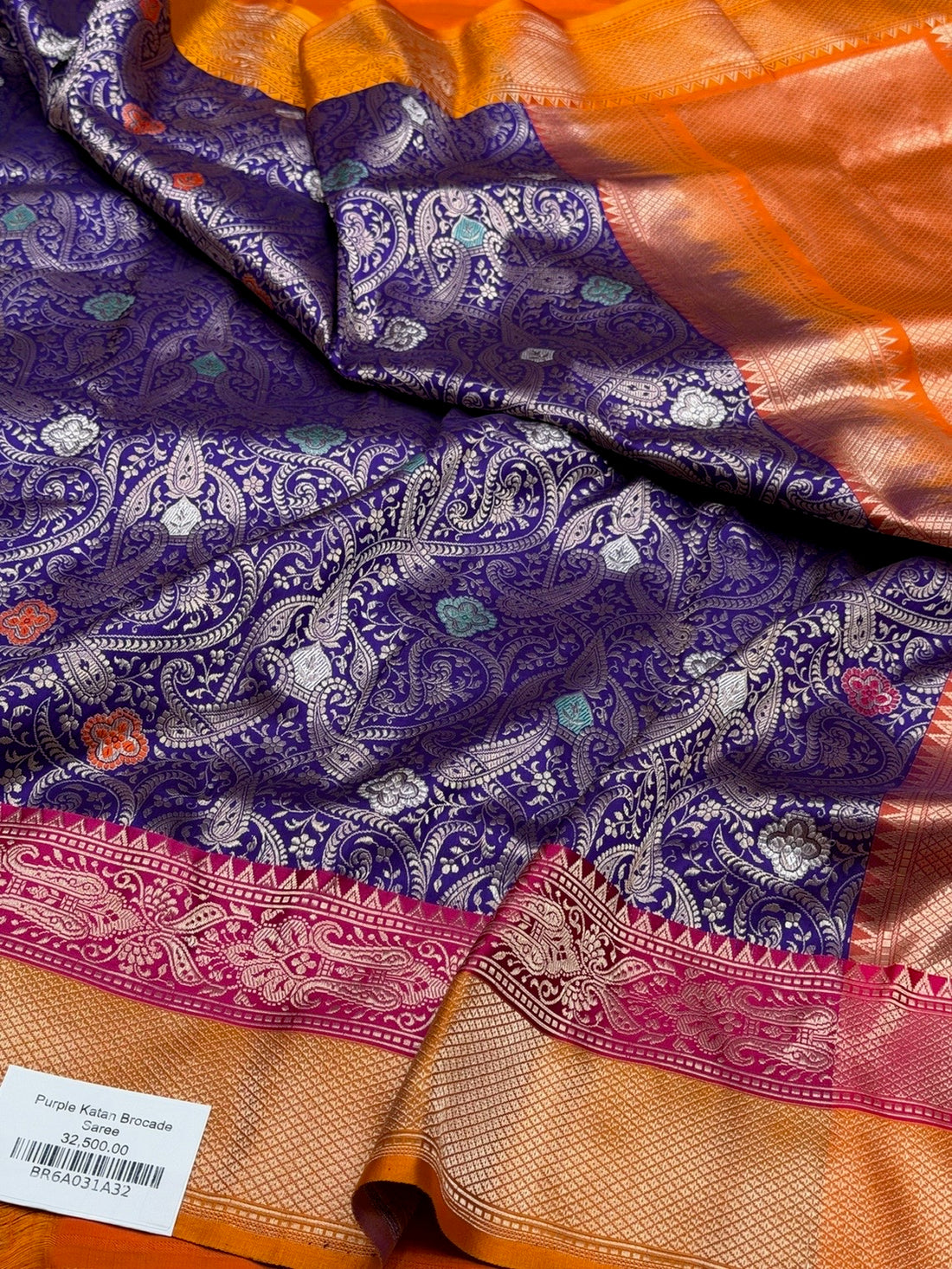 Purple Handwoven Banarasi Pure Silk Brocade Saree