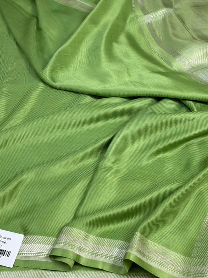 Green Handwoven Pure Banarasi Mashru Silk Saree