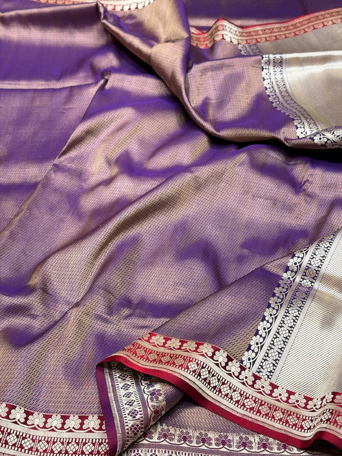 Purple Handwoven Pure Banarasi Brocade Saree