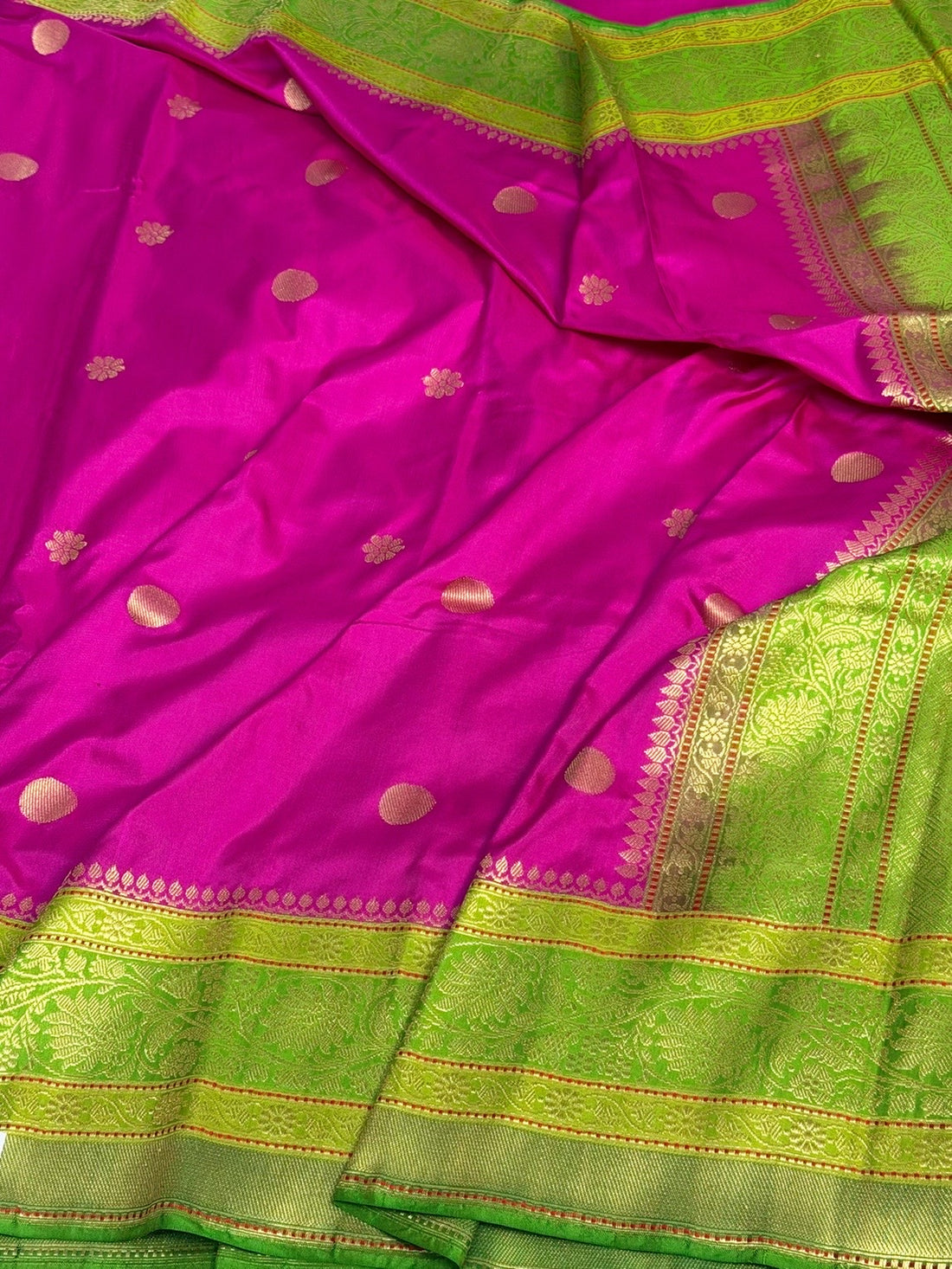 Rani Pink Handwoven Pure Banarasi Ektara Silk Saree
