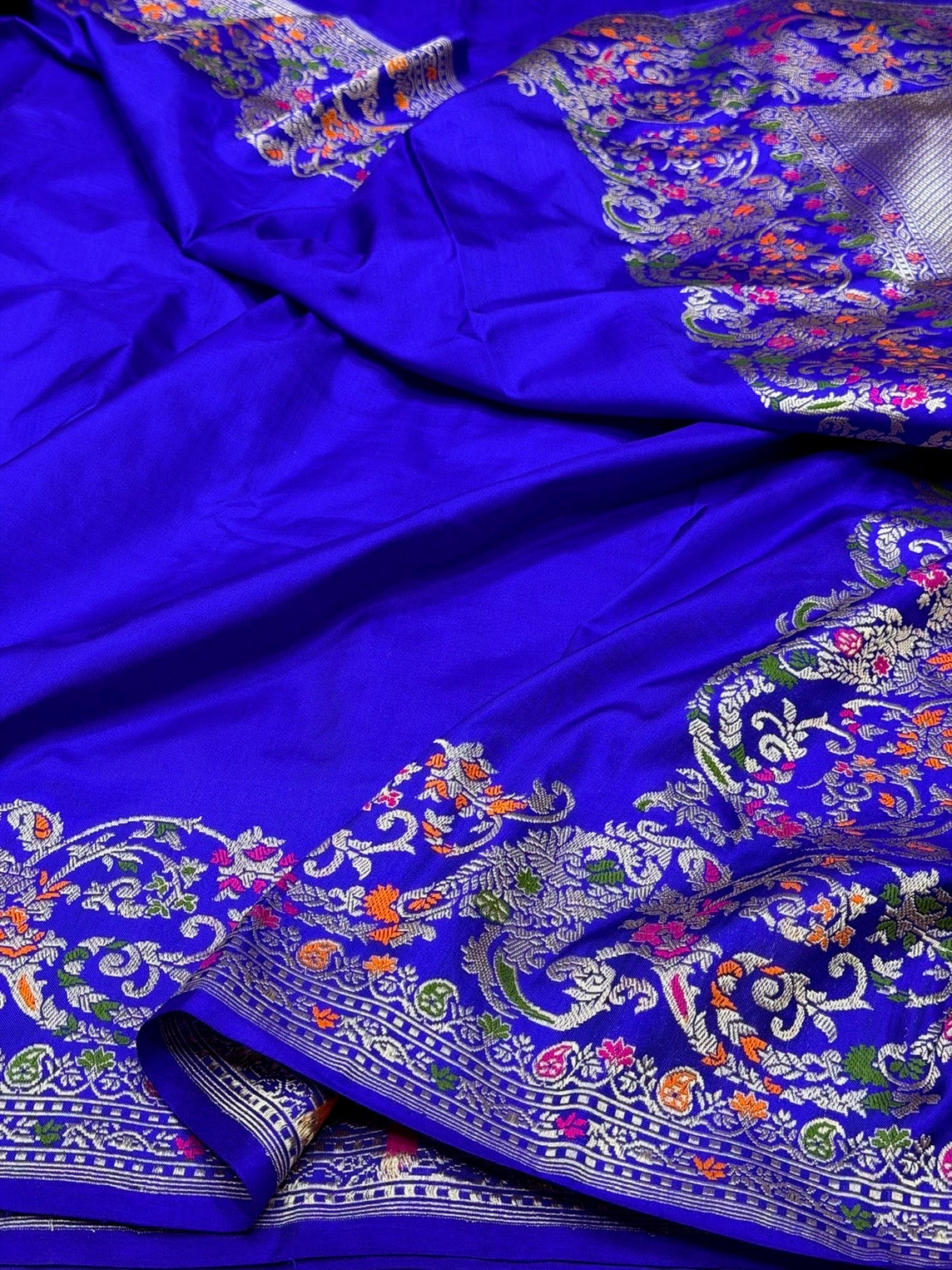 Royal Blue Pure Banarasi Katan Silk Saree – Handwoven Kadwa Booti
