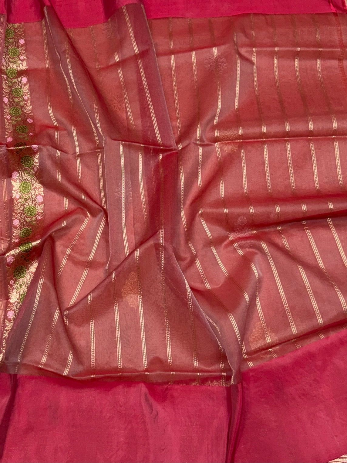 Peach Handwoven Pure Organza Silk Saree