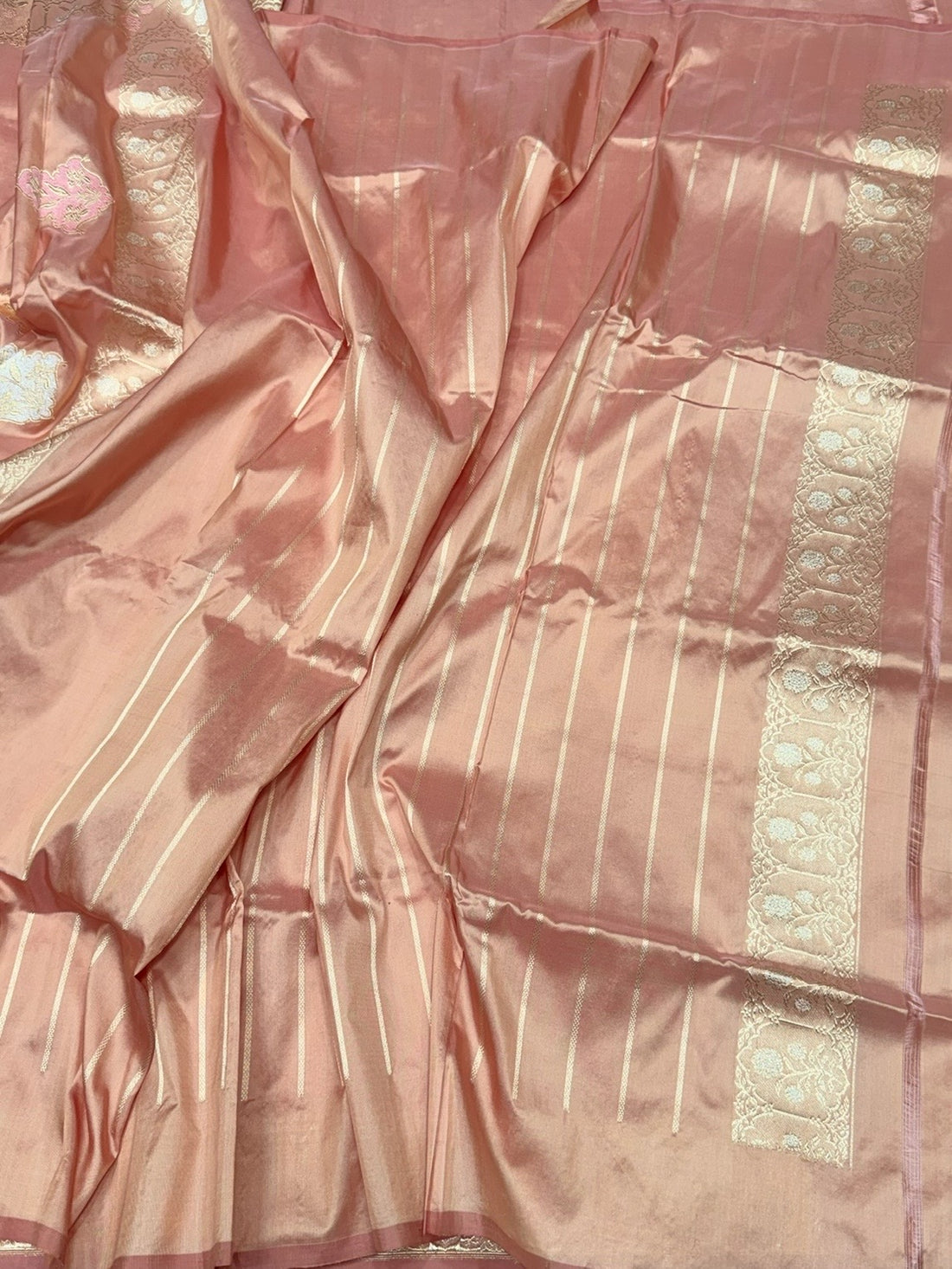 Peach Handwoven Pure Banarasi Silk Saree