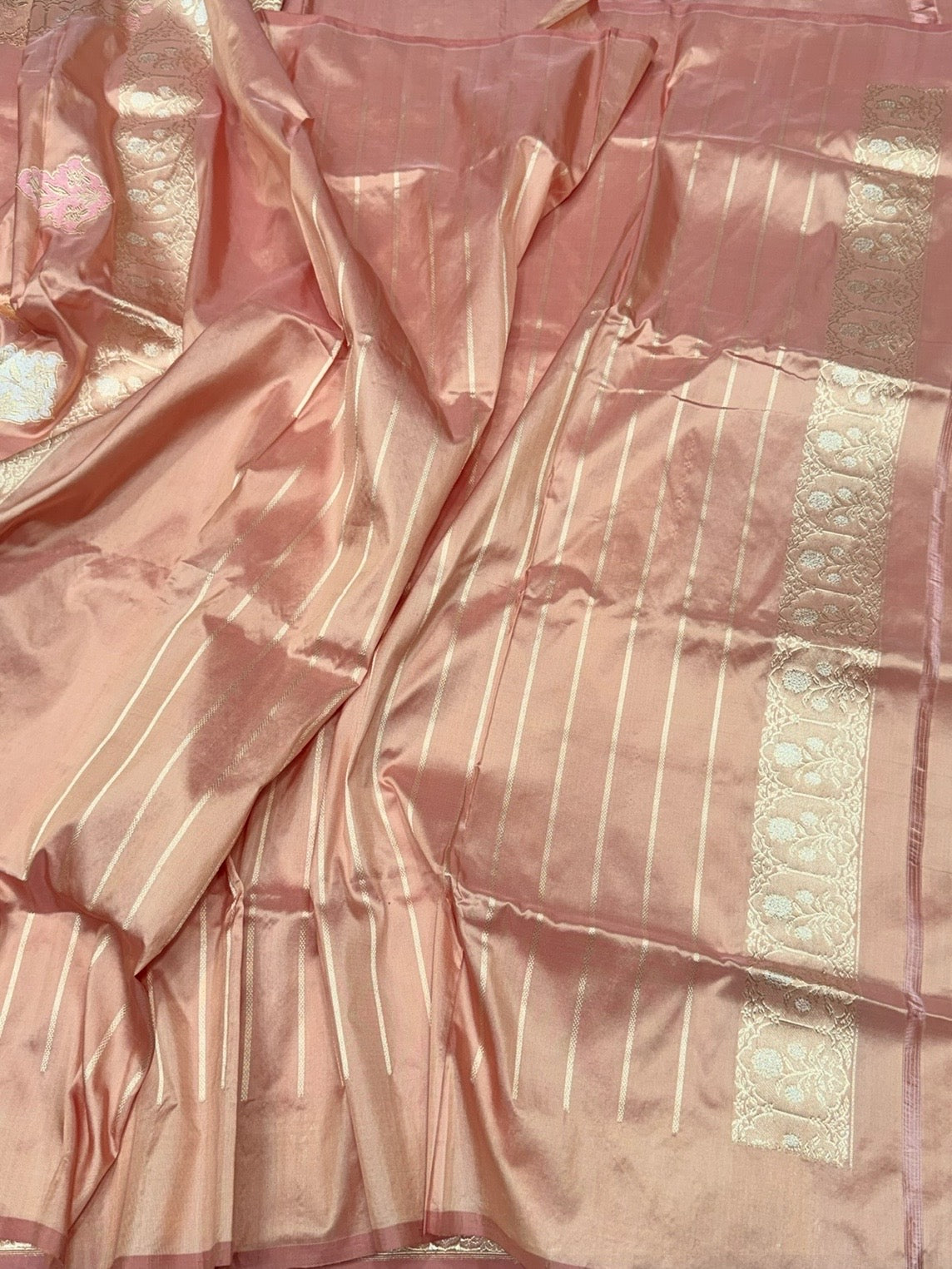 Peach Handwoven Pure Banarasi Silk Saree