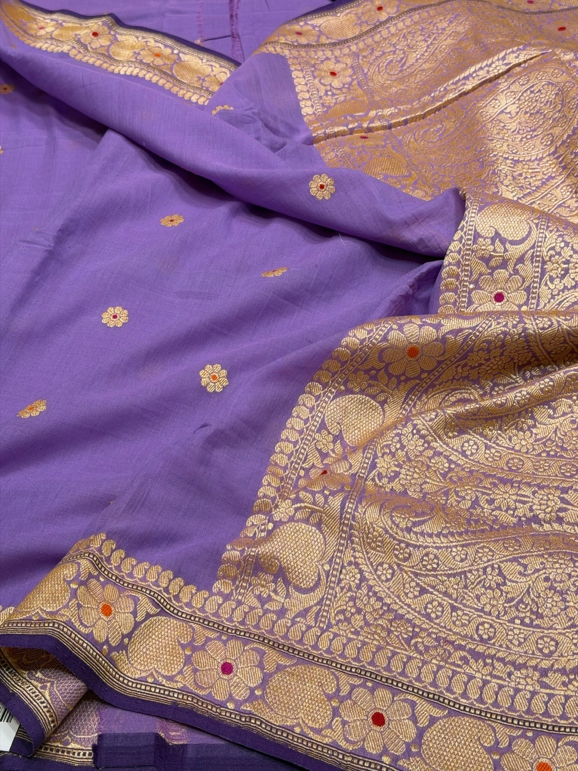 Lavender Handwoven Banarasi Pure Cotton Saree