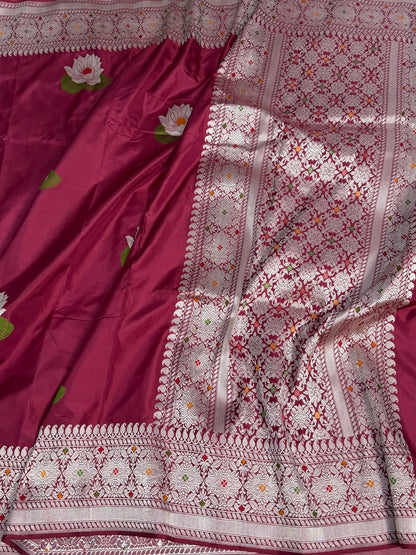 Maroon Handwoven Pure Banarasi Ektara Silk Saree