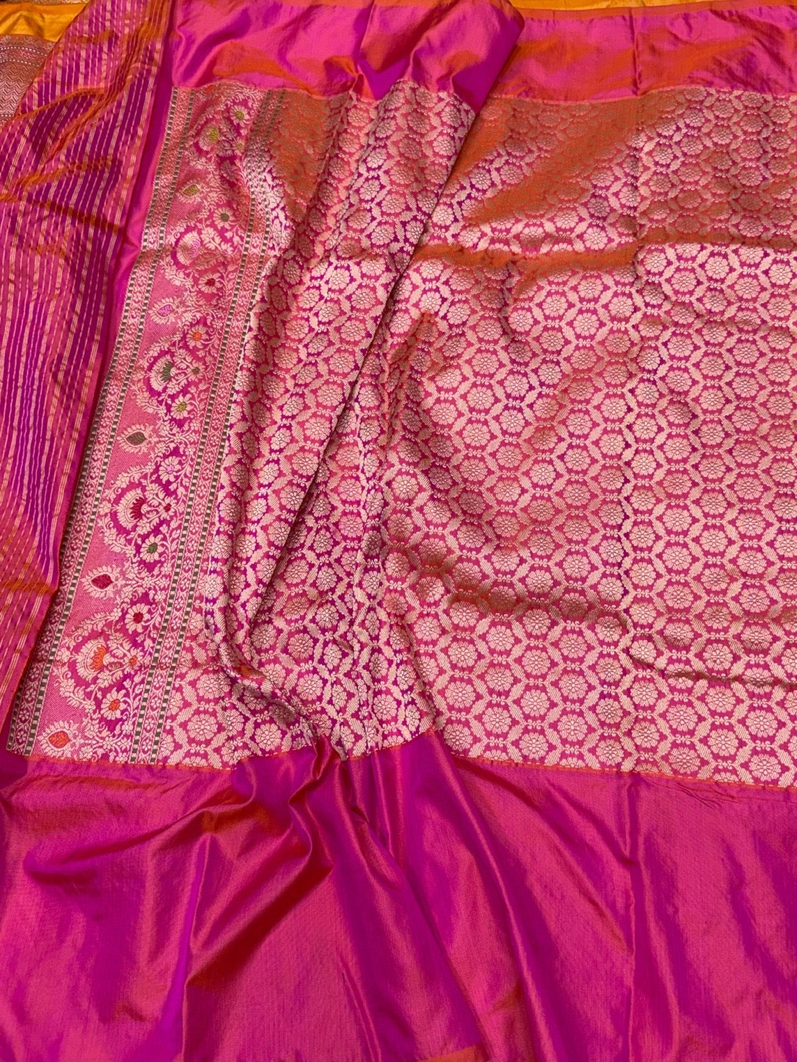 Mustard Yellow Handwoven Pure Banarasi Ektara Silk Saree – Kadwa Iktara Weave, Pure Mulberry Silk