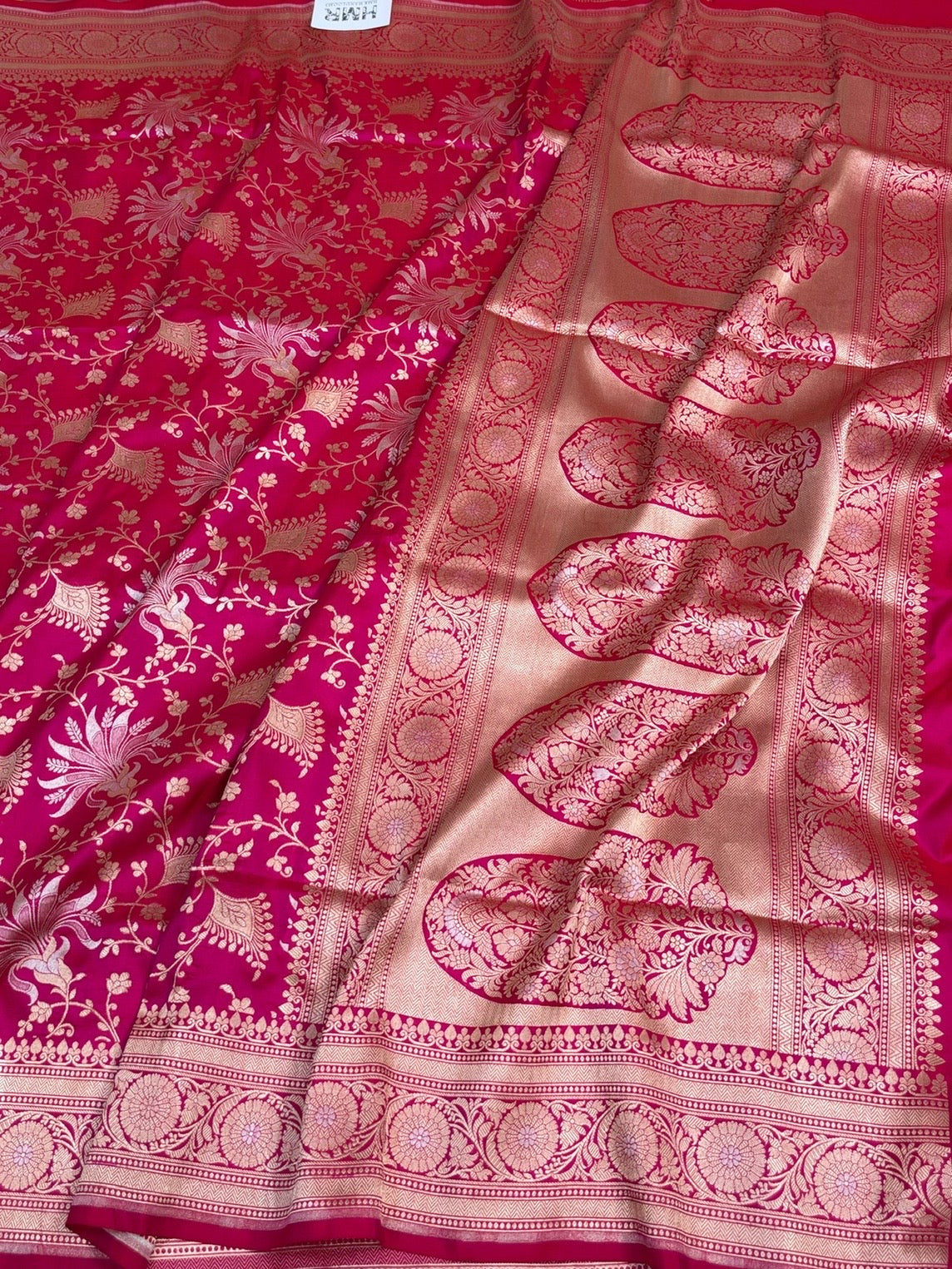 Rani Pink Banarasi Sona Rupa Pure Katan Silk Saree