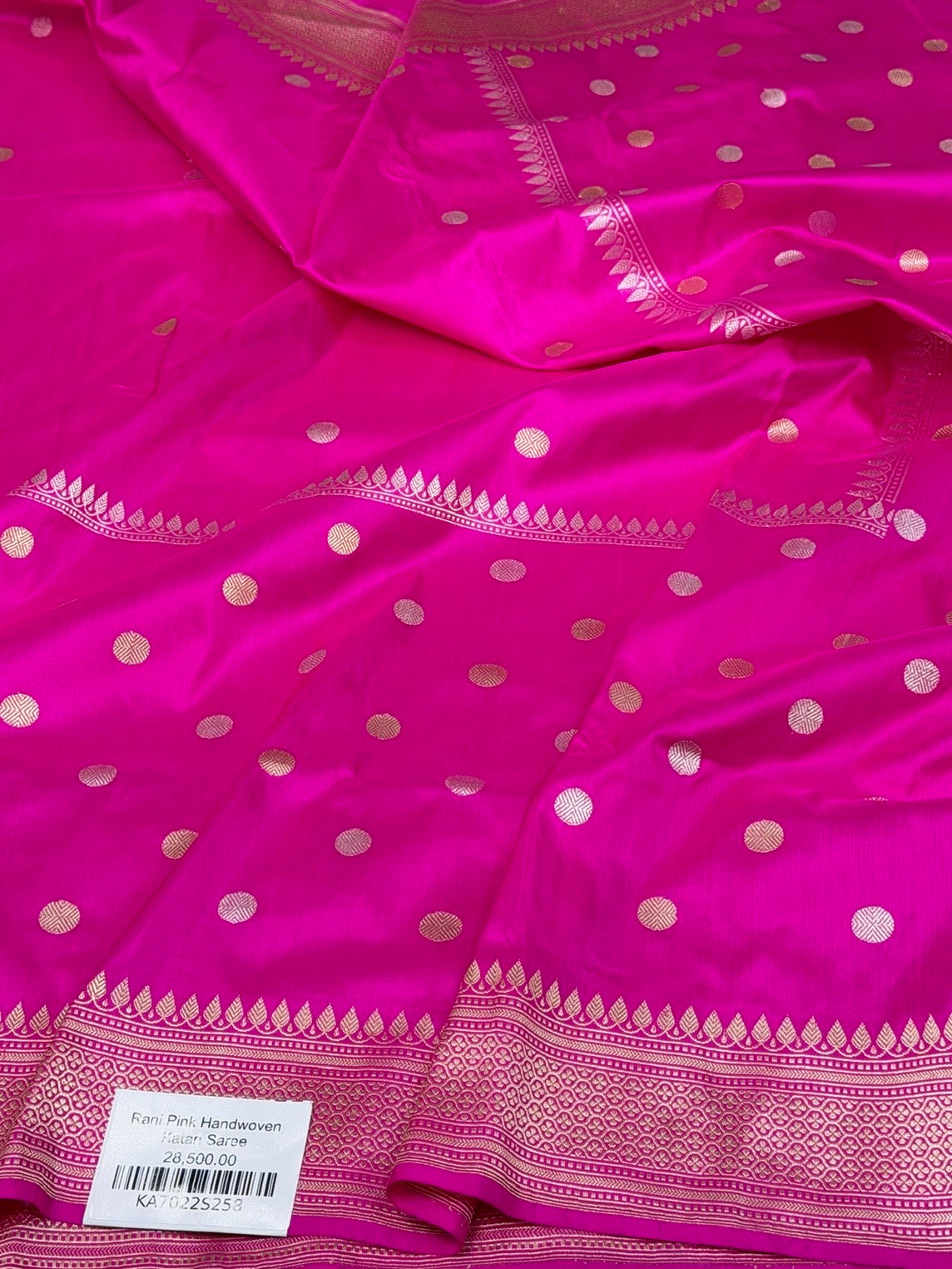 Rani Pink Handwoven Pure Banarasi Silk Saree